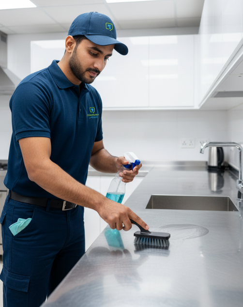 Immaculate living room after professional deep cleaning services in Qatar highlighting quality and hygiene standards.
