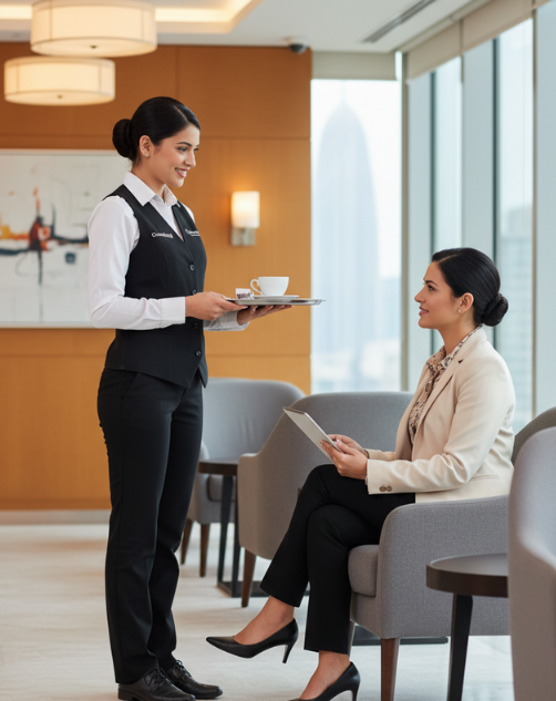 Office tea boy service in Qatar — trained support staff preparing tea and coffee for employees and guests.