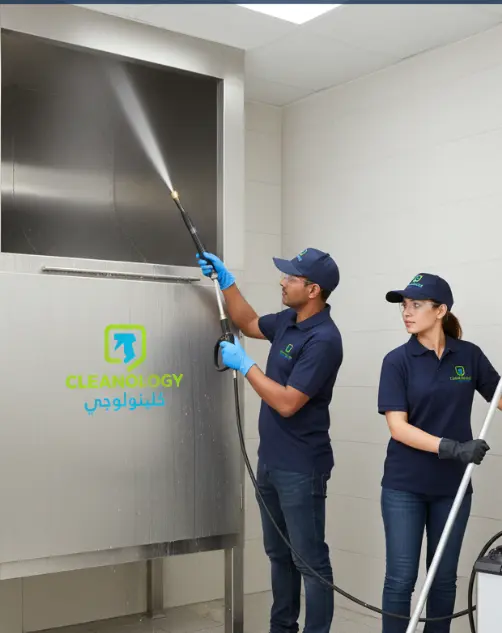 Clean and sanitized garbage chute after professional cleaning in Qatar — hygienic and odor-free result.