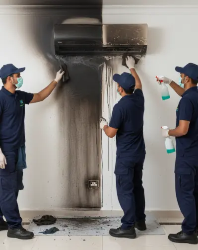 Professional post fire cleaning and fire damage restoration in Qatar restoring properties safely with expert smoke and soot removal.