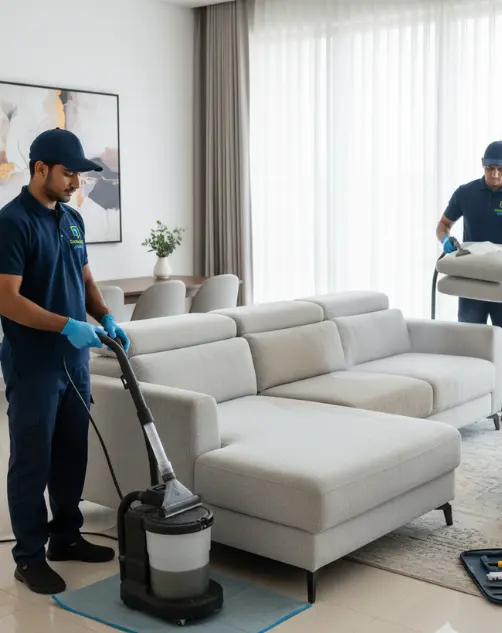 Fresh, stain-free sofa and upholstery after professional cleaning services in Qatar, restoring comfort and appearance.